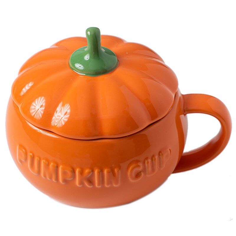 300/500/800ml Kreative Kürbis Kaffee Tassen niedlich Keramik Milch Tasse Mit Deckel Frühstück Haferflocken Joghurt Becher lustige Halloween