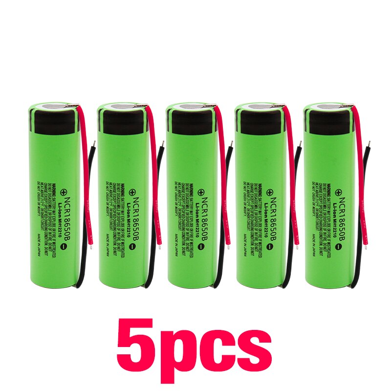 100% 18650 battery 3400mah 3.7v lithium battery for NCR18650B 3400mah Suitable for flashlight battery+ diy line: 5pcs