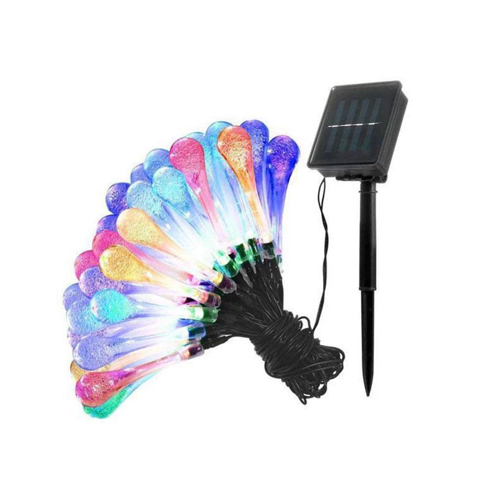 Guirnalda de luces solares para jardín, 30 luces LED DIY impermeables para Navidad, de jardín al aire libre, cadena de luces para gota de agua