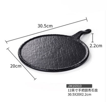 Melamine keuken party display plaat met handvat cookie dienblad zwart kleur schotel: JM16910