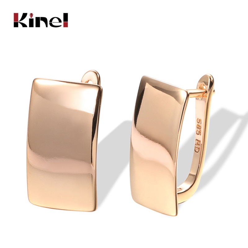 Kinel Glossy Dangle Earrings 585 Rose Gold Simple Square Earrings For Women Daily Fine Jewelry