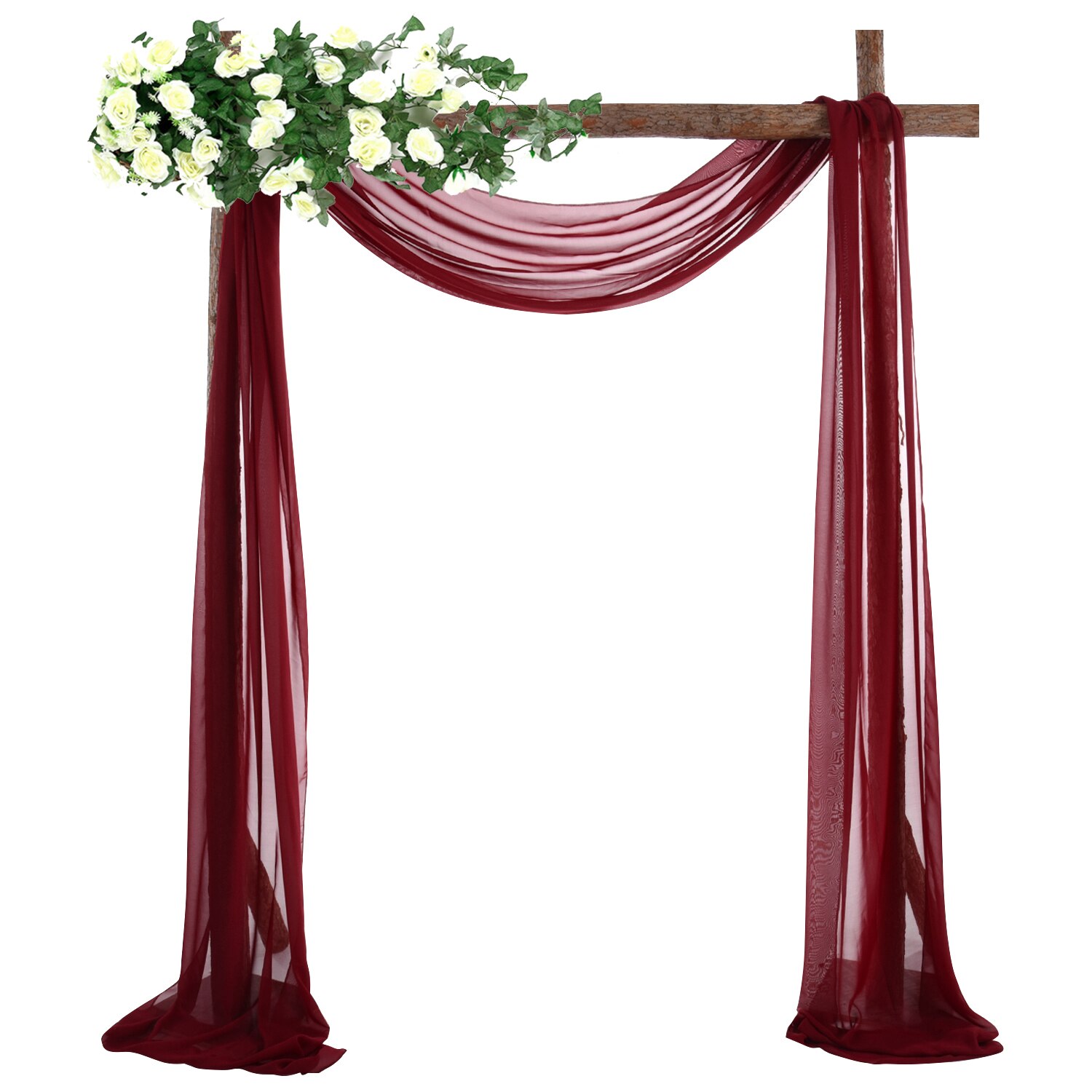 Bruiloft Boog Draperen Stof Chiffon Stof Draperie Bruiloft Decoraties Voor Ceremonie Archway Partij Plafond Achtergrond: Wine Red 1pcs