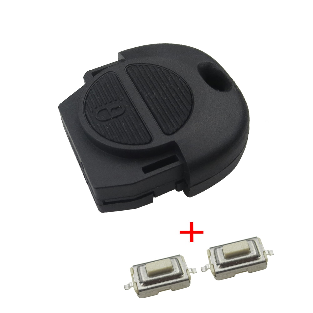 OkeyTech Replacement Remote Key Cover Case FOB 2 Buttons With 2PCS Switches &amp; Battery For Nissan Micra Almera Primera X-Trail