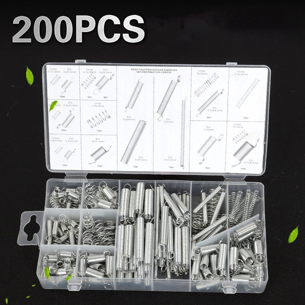 200pcs/pack Spring assortment Spiral Spring Galvanized Spring Set Spring Rate Extension Spring Parts