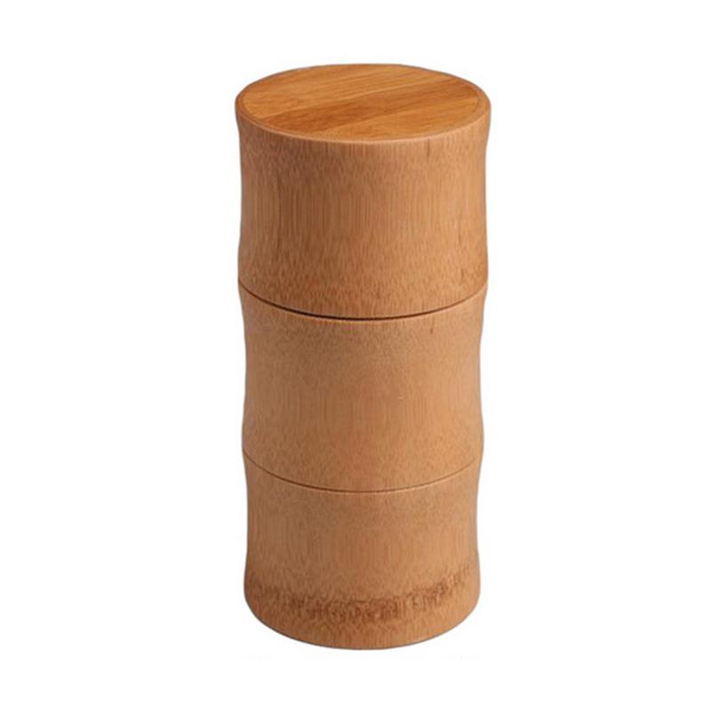 Natural Bamboo Tea Can Tea Canister Storage Boxes Travel Sealed Portable Tea Coffee Container Small Jar Caddy Organizer