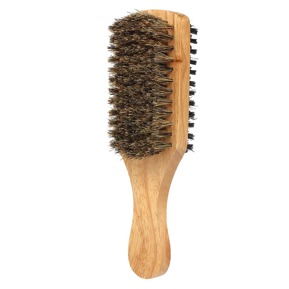 Træskaft herre skæg børste herre overskæg børster kam dobbeltsidet ansigtshår børste mandlige ansigt besked barberkost værktøj: 02