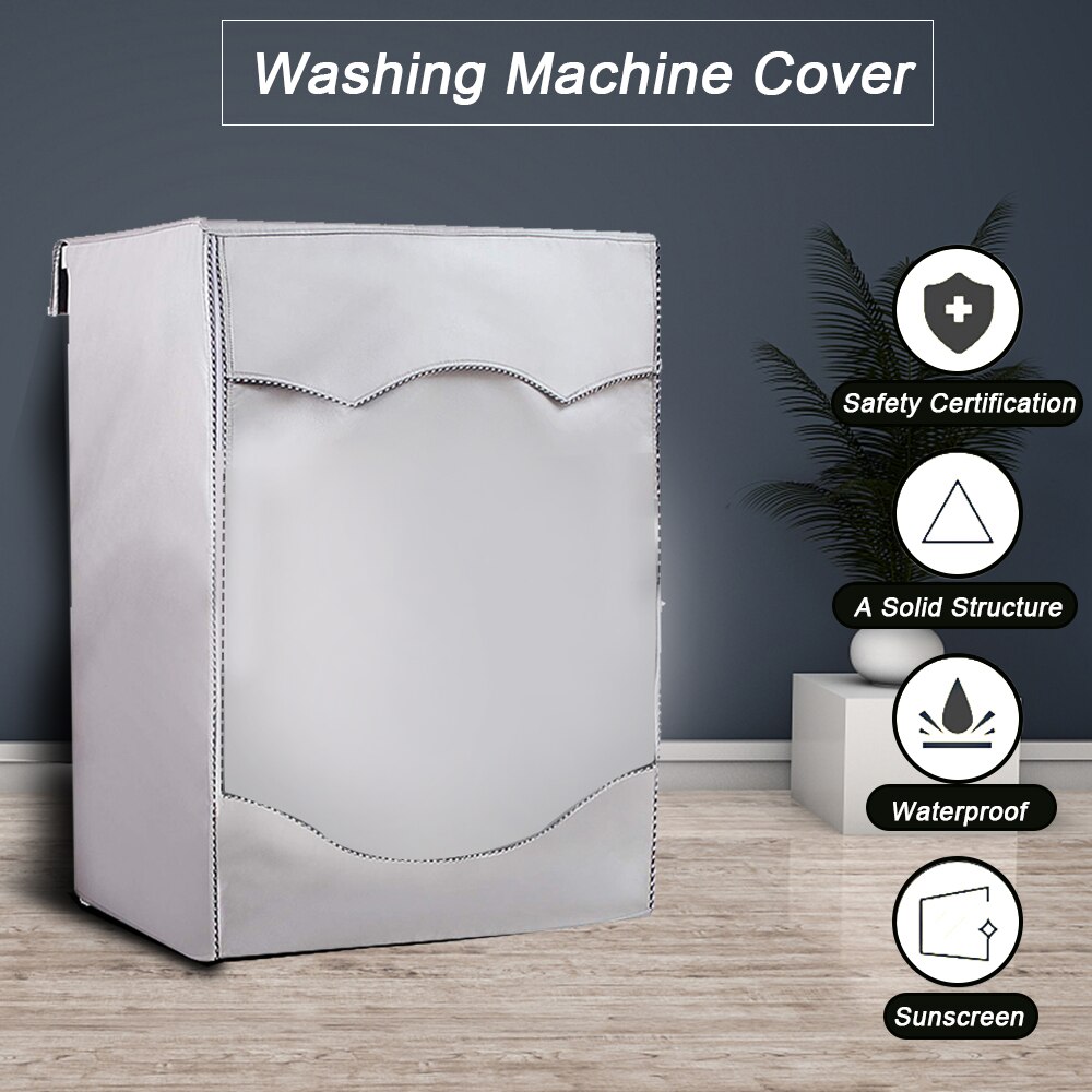 Front Load Laundry Dryer Covers Washing Machine Cover Waterproof Case Washing Machine Cover Dustproof Silver Coating Sunscreen