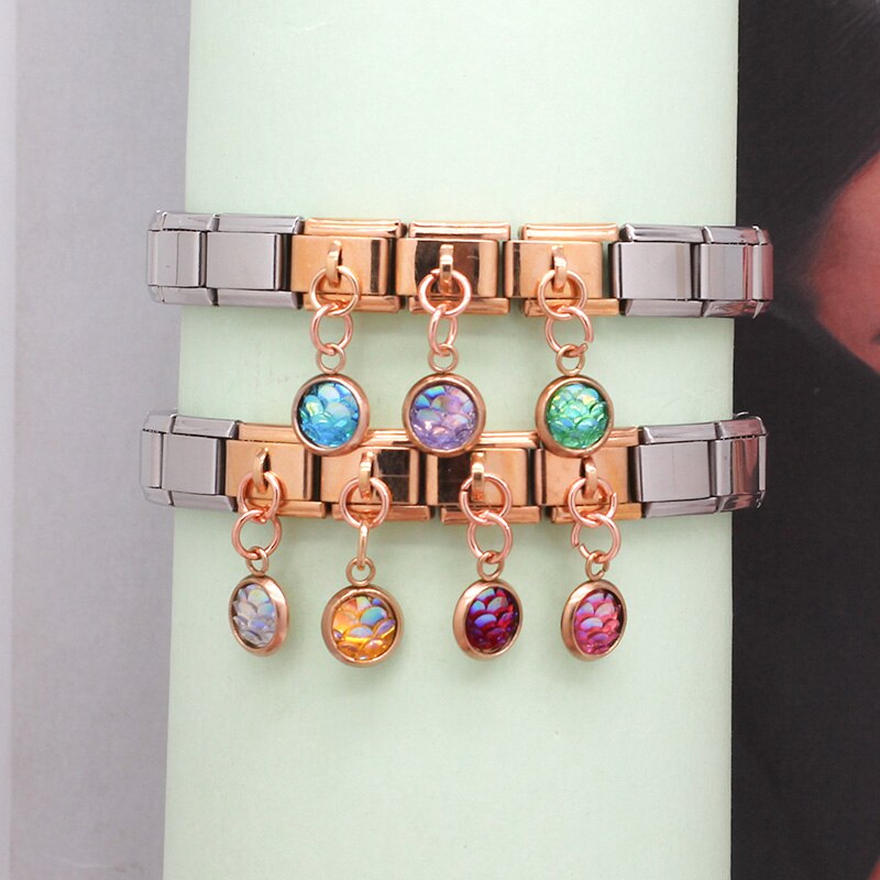 Hapiship Original Daisy Round Fish Scales Rose Italian Charm Fit 9mm Stainless Steel Bracelet DIY Making Jewelry DJ309