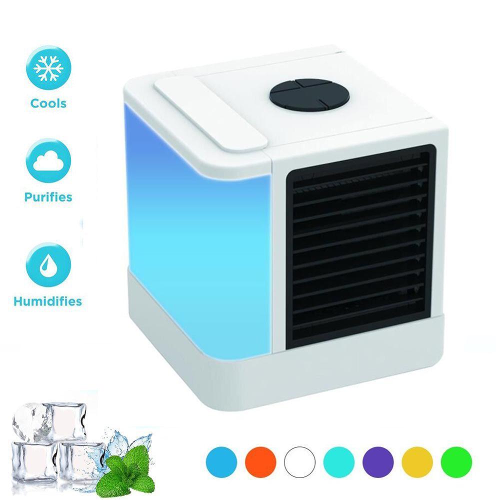 Mini Air Conditioner Air Cooler Portable Air Conditioning Device Humidifier 7 Colors Light Desktop Air Cooling Fan