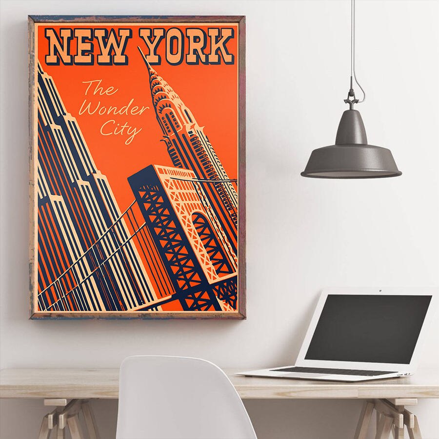 york landemerker plakat bytur veggklistremerke årgang kraftpapir kafé bar hotellinnredning håndmalt landskapsbilde 42 x 30cm