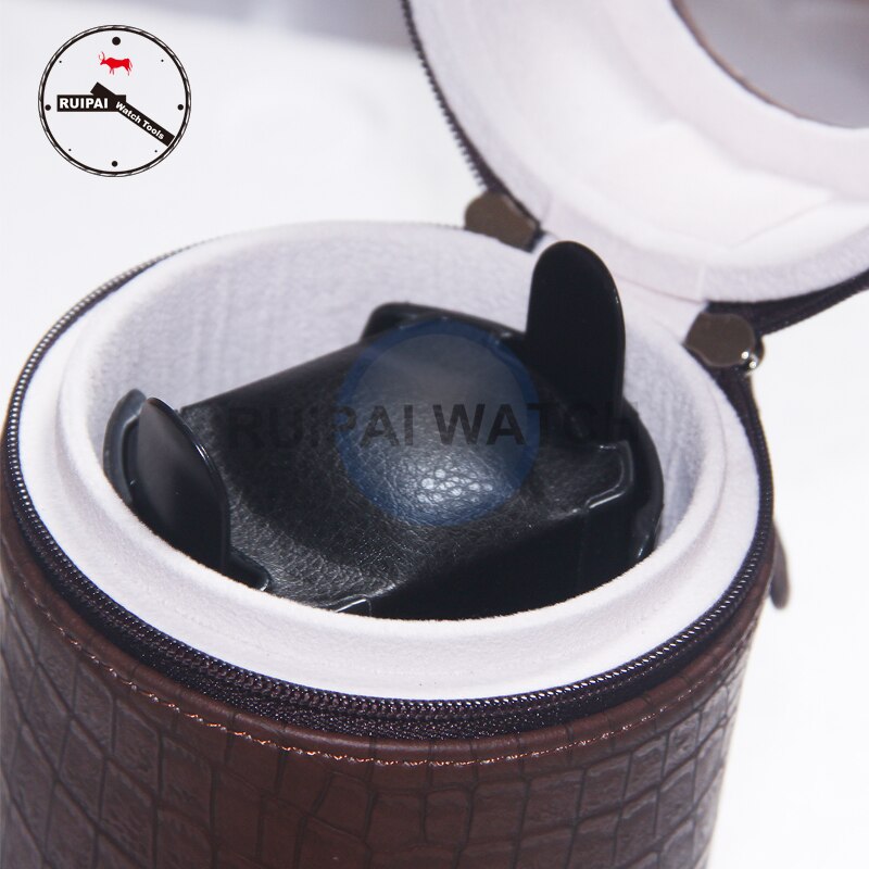 Bruin PU Lederen 3 Modi Automatische Zelfoprollend Doos, Horloge Opslag Gereedschap Ronde Type Draagbare Horloge Winder