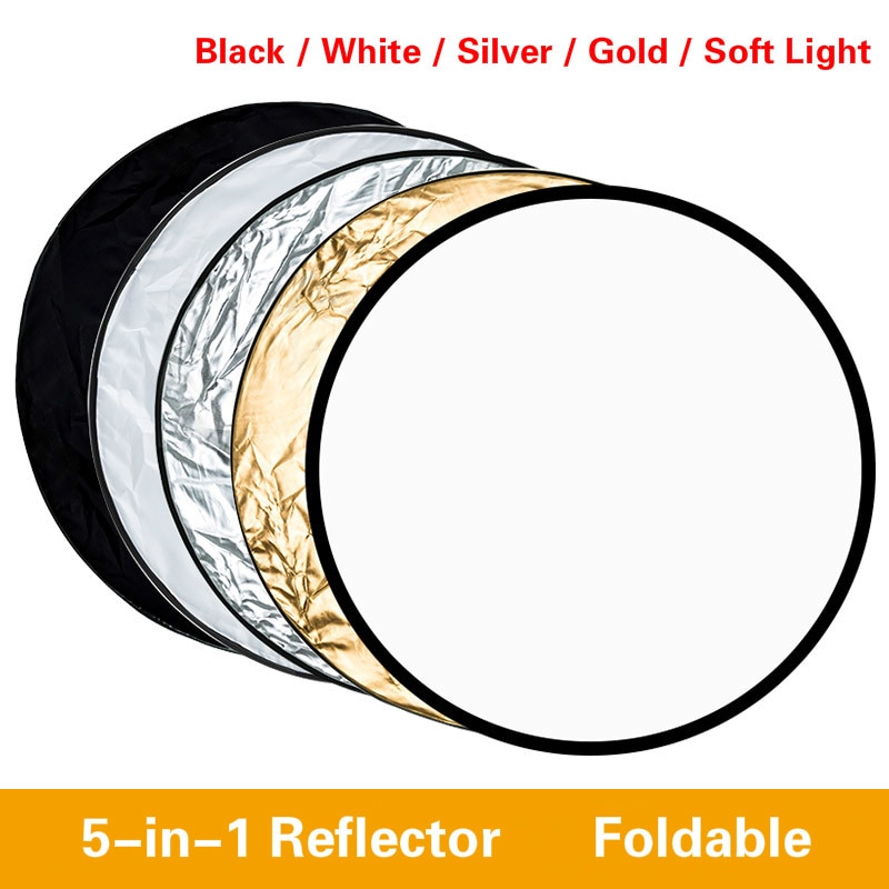 80Cm 5 In 1 Draagbare Inklapbare Gouden Zilveren Reflectoren Ronde Fotografie Light Reflector Handheld Photo Studio Disc Diffuser