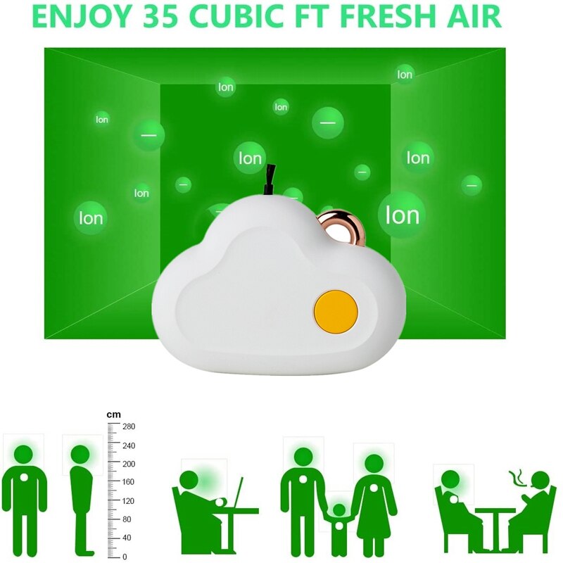 2Pack Mini Portable Air Purifier, Wearable Air Purifier Necklace USB Air Cleaner for Small Space Air Freshener