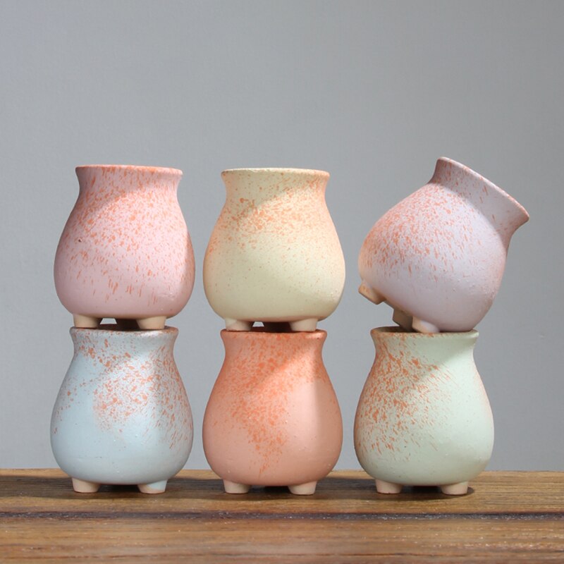 Petit pot de fleurs en céramique, joli pot de fleurs Simple et givré, ornement de bureau, pour le jardinage