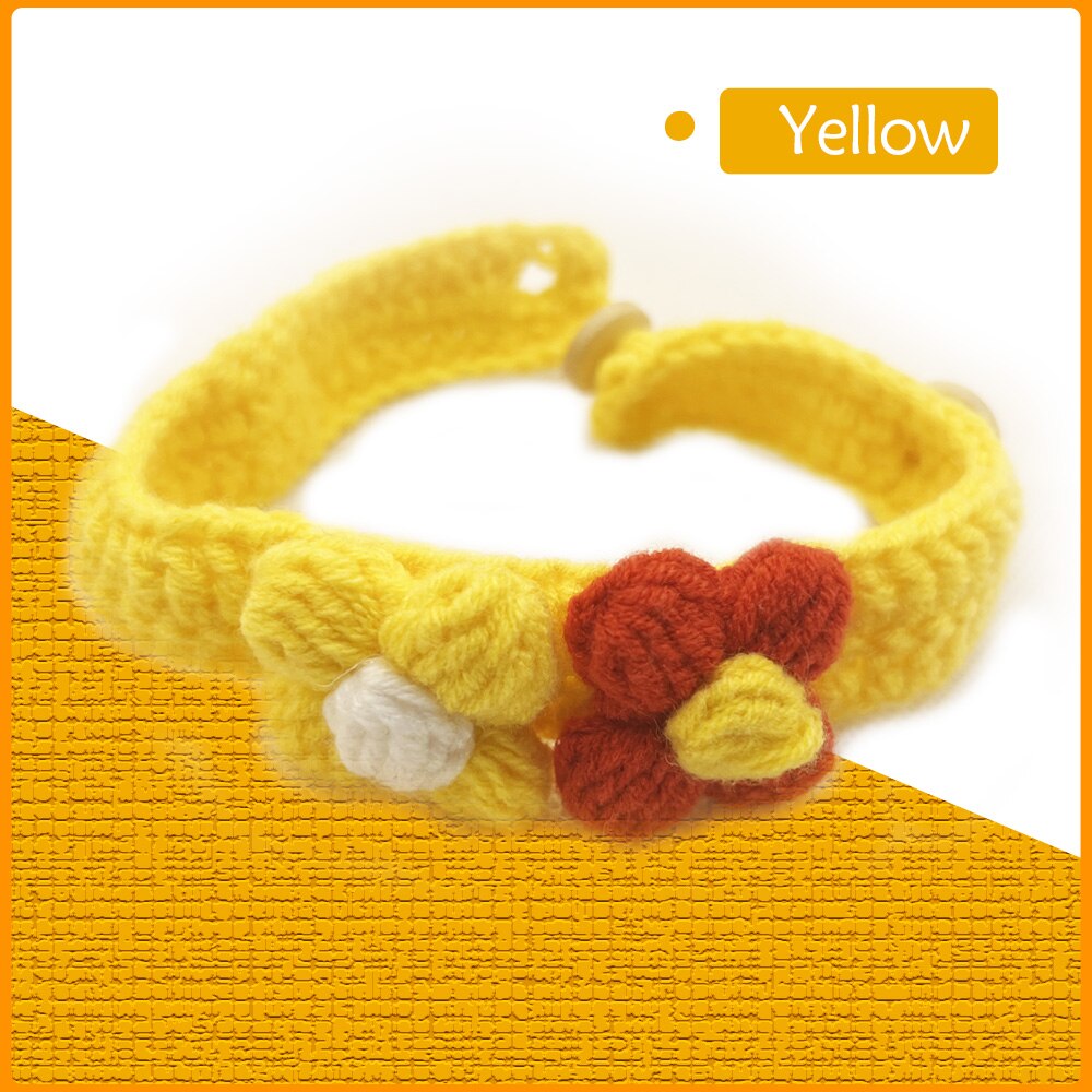 Collares de ganchillo para gatos y perros, bufandas para mascotas, pajaritas de flores, collares tejidos a mano, accesorios para gatos, Schnauzer: yellow
