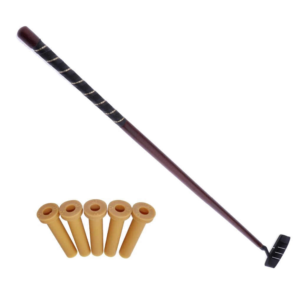 3-Section Golf Putter Portable Traveling Foldable Red Wood Putt Trainer & Tees