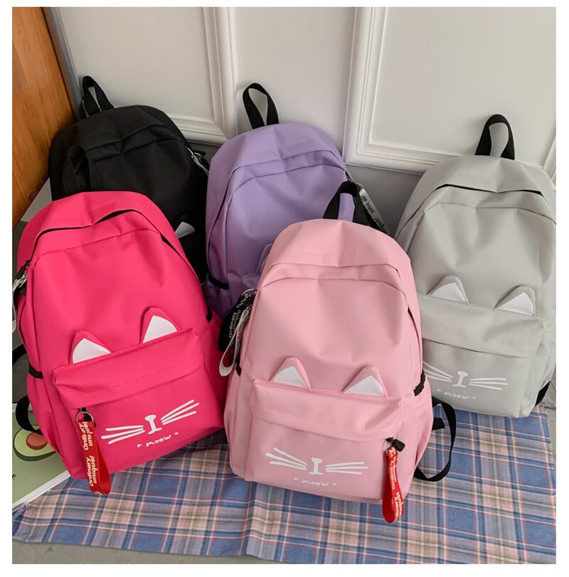Beide Schouders Meisjes Rugzak Mooie Kat Oren Student Kinderen Schooltassen Voor Jongens Bag Kids Mochila Escolar Cartable Enfant