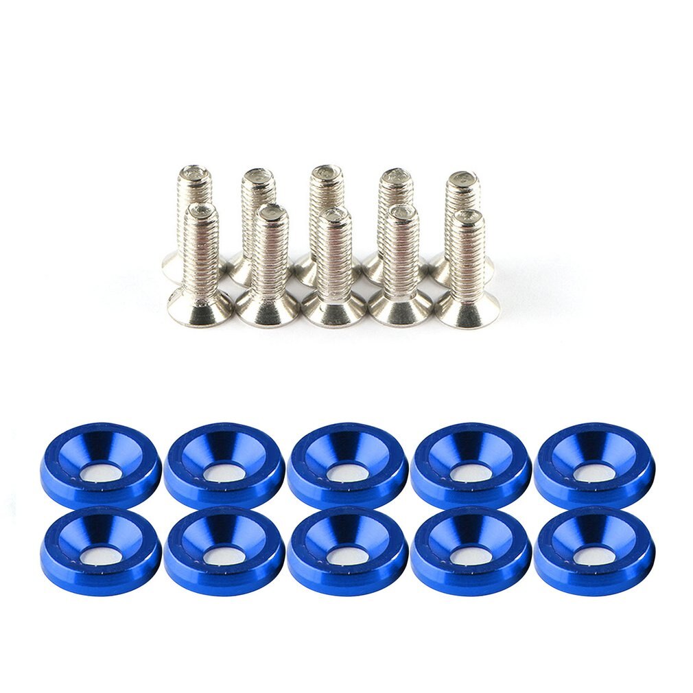 20 Pcs Fender Bumper Washer Bolt Stainless Steel M6x20mm CNC Billet Aluminum Fender Washer Engine Bay Dress Up Kit: Blue