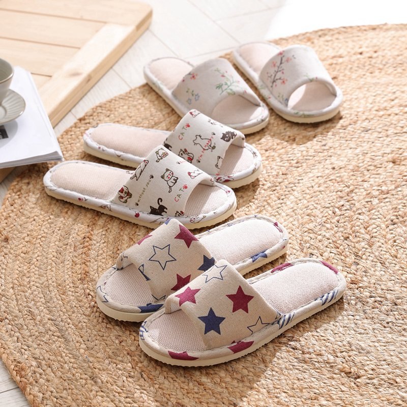 Women Home Slippers Indoor Floor Soft Couple Linen Slipper Spring Autumn Lightweight Unisex Bedroom Shoes