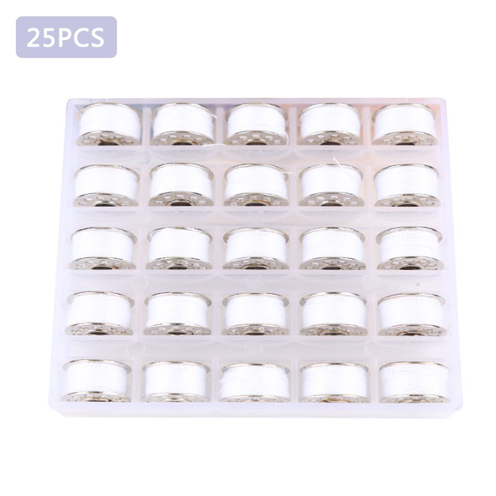Carretes de plástico para máquina de coser, 25 bobinas de colores para el hogar, accesorios de trabajo hecho a mano, herramientas de costura: White