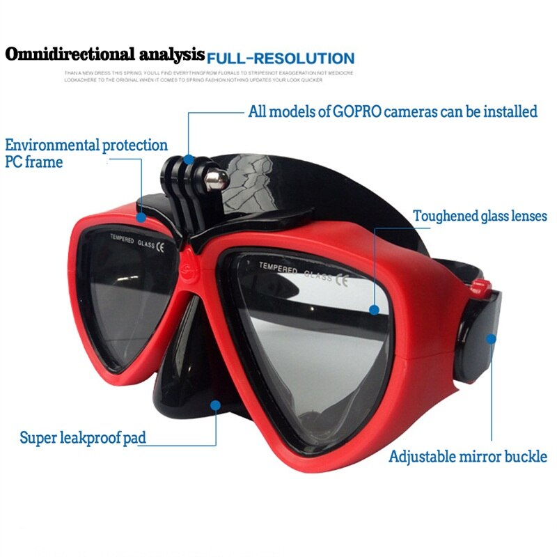 Duikbril Masker Sport Scuba Met Onderwater Camera Mount Gehard Glazen Masker Apparatuur HT15-0024