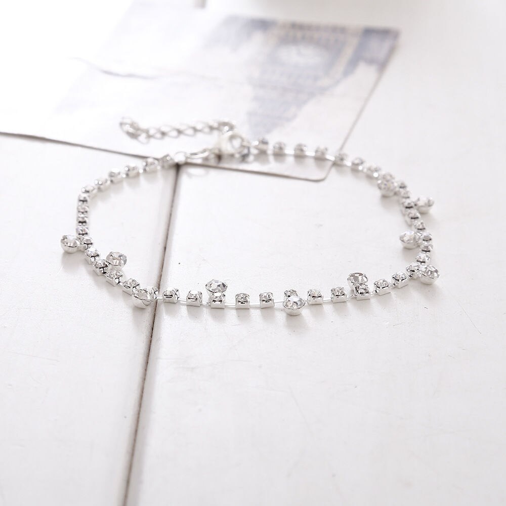 1 pc Silver Color Crystal Anklet Foot Chain Ankle Bracelet Wedding Women fine Jewelry