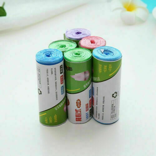 Functional 20PCS Rubbish Garbage Bin Liners Kitchen Toilet Black Waste Trash Bags Kit With Handle