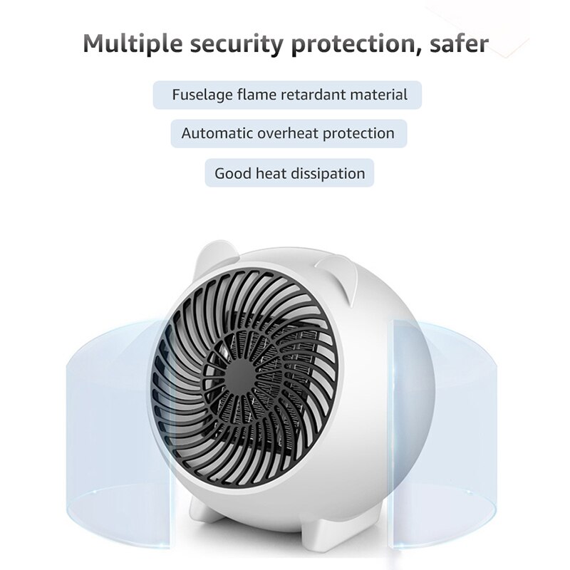 Ventilateur de chauffage rapide portatif en céramique électrique de l'appareil de chauffage de l'espace 500W pour la prise de l'ue de maison de bureau