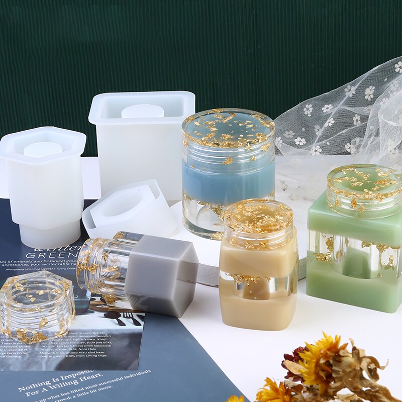 4 Style Cuboid Round Column Bottle Epoxy Resin Mold Storage Box Silicone Mold for DIY Jewelry Making Findings Supplies Accessori