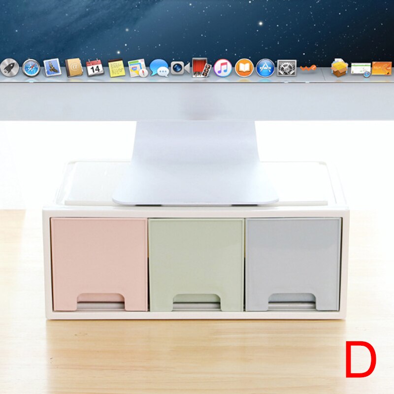 LCD Monitor Stand Holder Bracket with Office Drawer Storage Box Organizer for Desktop SGA998: D