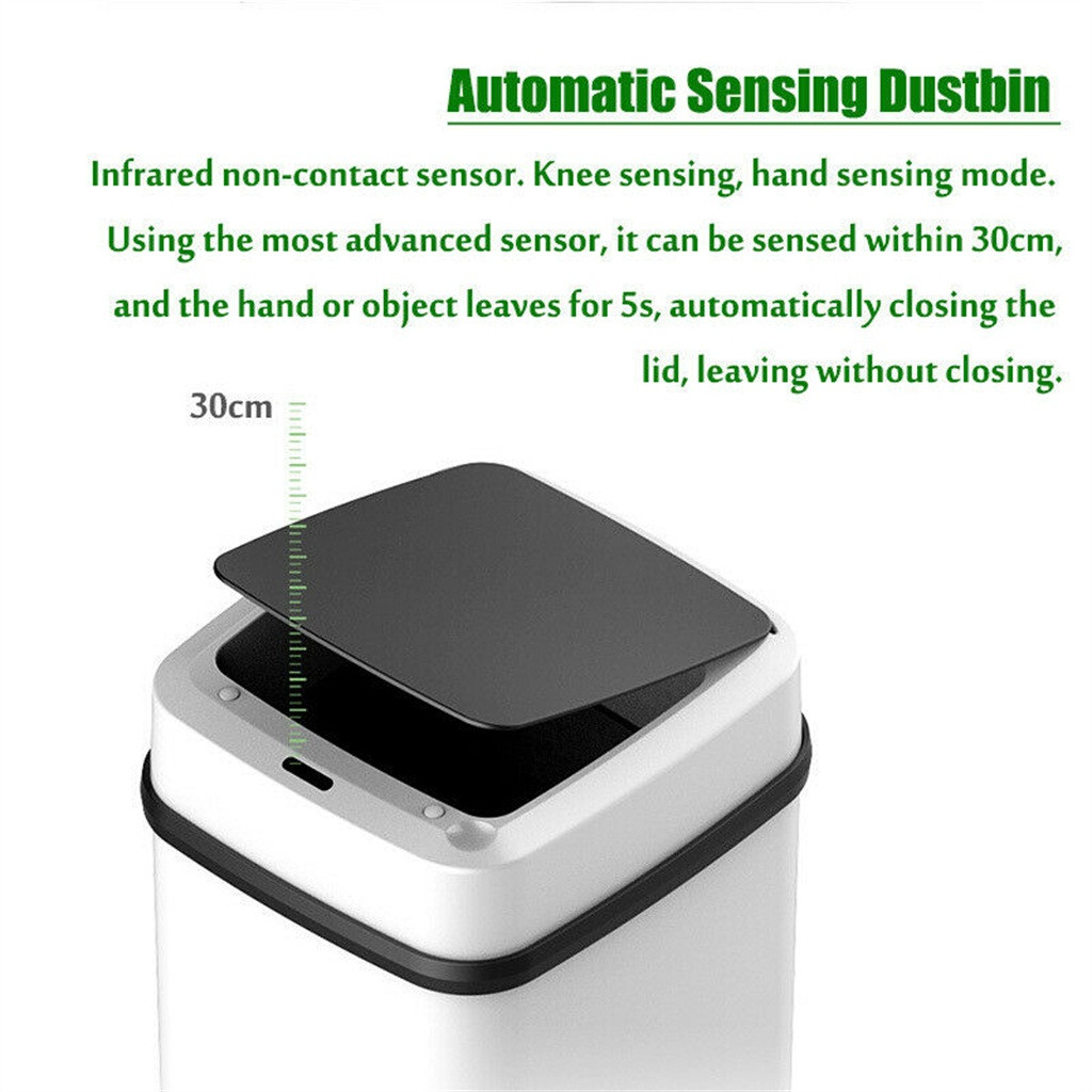 10L Automatic Smart Auto Sensor Dustbin Trash Can Waste Bin Kitchen Garbage AA Battery(Not Include) Intelligent auto induction