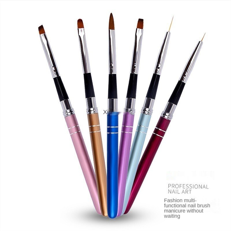 1 Professionele 6-Kleur Metalen Combinatie Pen Vat Tekening Pen Kristal Fototherapie Borstel Voor Diy Carving Pen Nail tool