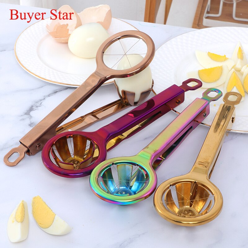 Household Gold Egg Slicers cutter stainless steel Egg Dividers Metal Egg serving tools kitchen Gadgets