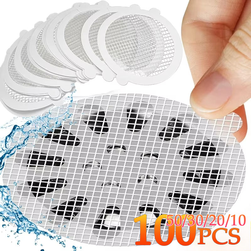 10-100 st engångsgolvbrunnsdekaler för duschavlopp, hårfångare, skydd för handfat, hårblockerare för badkarsfilter