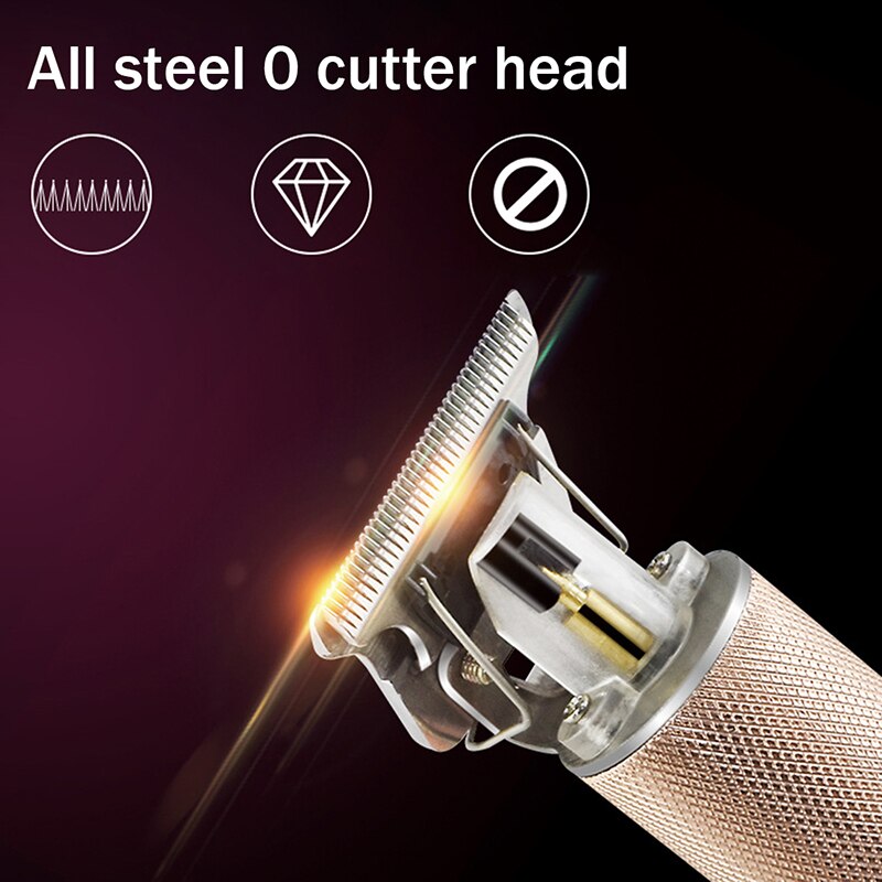 Tondeuse à cheveux sans fil avec lame en T, 0.0mm, or, , Rechargeable par USB, pour couper les cheveux