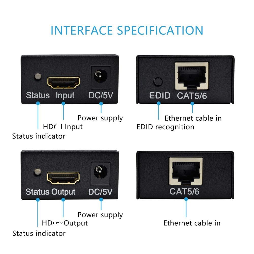 60M HDMI-compatible Extender Cat5e Cat 6 Ethernet IP TCP signal HD to Lan Converter 1080p 3D Transmitter Receiver TX RX