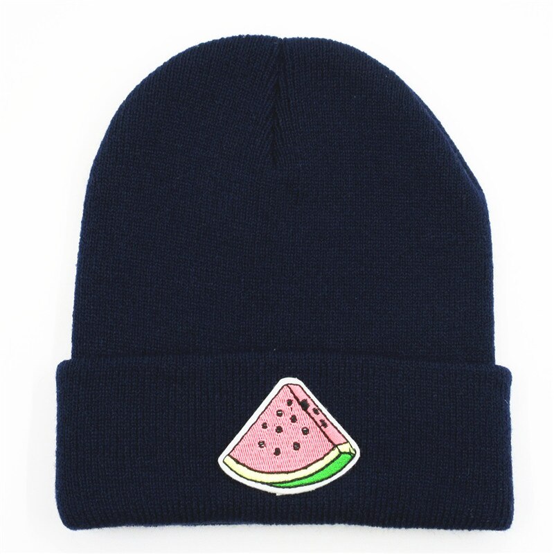 Watermeloen fruit borduurwerk dikke gebreide muts winter warme muts skullies pet muts voor kinderen mannen vrouwen 150: Marineblauw / 6 jaar oud tot volwassene