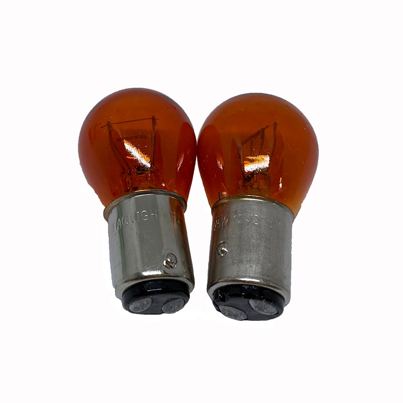 Bombilla de cristal de doble filamento para coche y motocicleta, lámpara de freno de marcha atrás DRL, BAY15D 1157 S25 P21/5W, color rojo ámbar, cc 12V, 10 Uds.