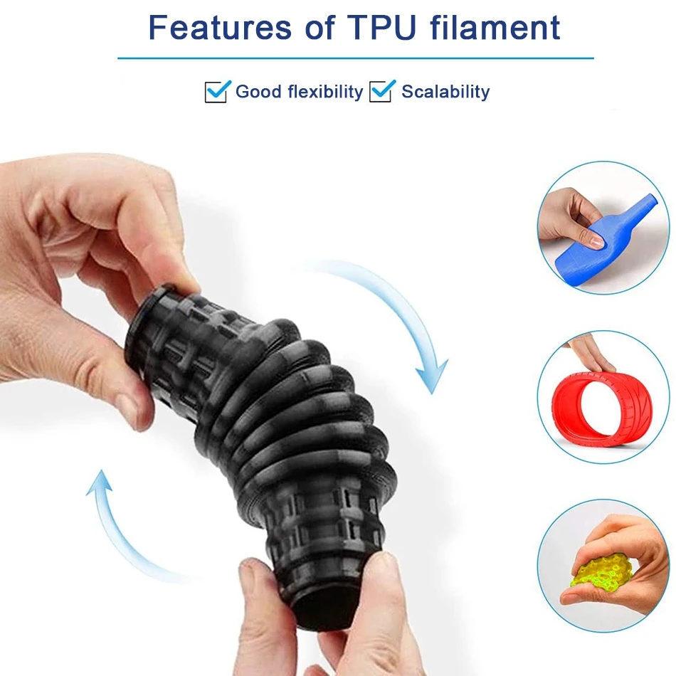Filamento flessibile TPU 1,75 mm 200 g Filamento traslucido TPU Materiale di stampa 3D Filamento che si illumina al buio Filamento arcobaleno Blu