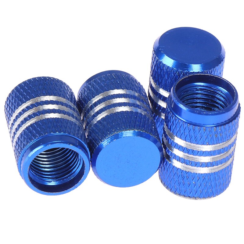 4pc auto vrachtwagen fietsband velgen ventieldoppen bandenhoes aluminium band band wiel ventieldoppen: Blauw