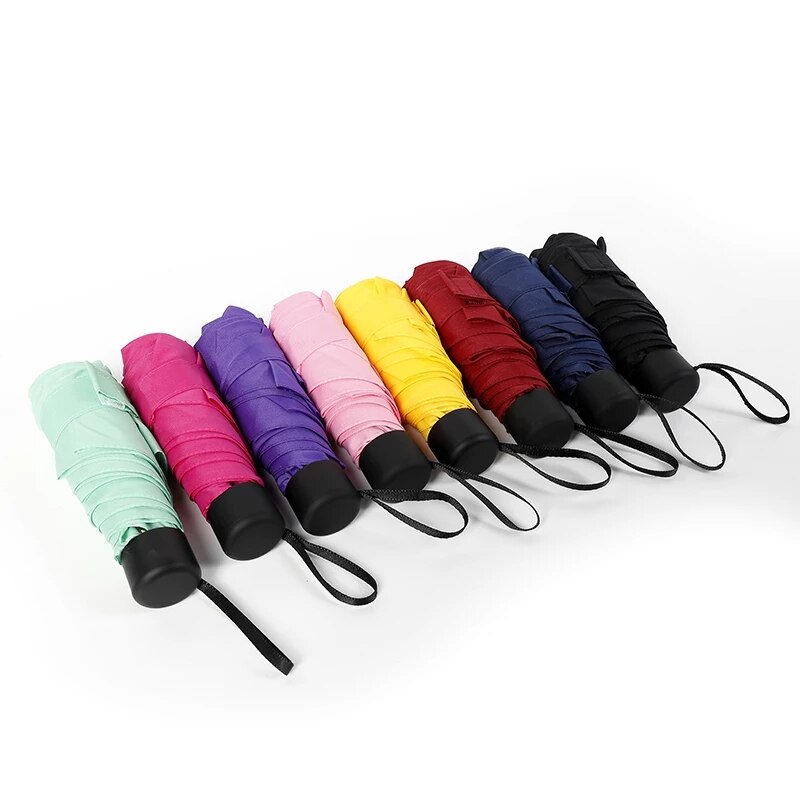 Mini Folding Rain Umbrella Women Men Small Pocket Parasol Girls Anti-UV Waterproof Portable Travel UMBRELLAS 180g