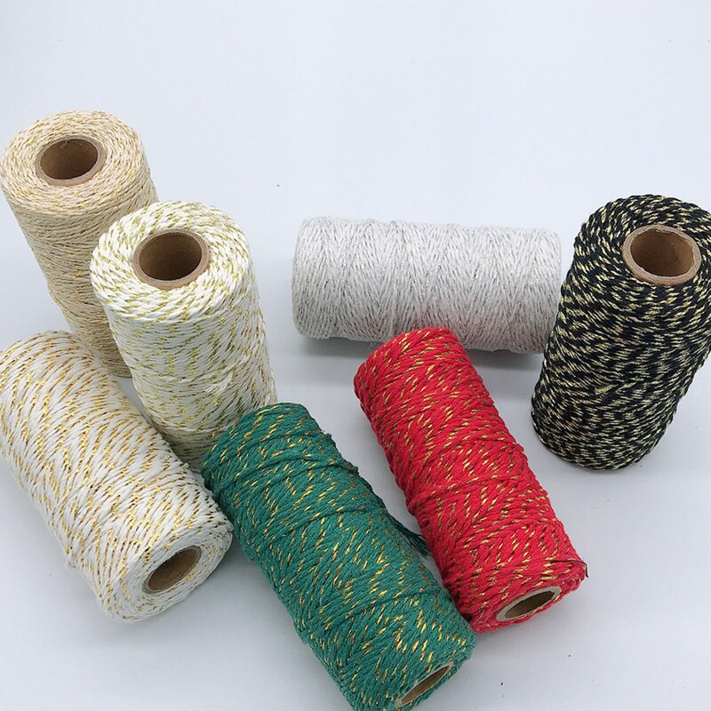 metallisch goldene Gold Silber Baumwolle Seil Bäcker Schnübetreffend für Handwerk Verpackung spulen bäcker Wicklung gestreift Hochzeit Dekoration