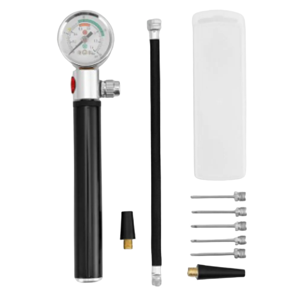 Manometer Fietspomp Bal Naald Inbegrepen Compact mee te nemen Verwisselbare spuitmonden 20,5x7,5x4,5CM: Rood