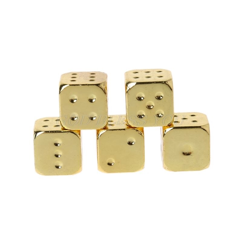 5pcs 13mm Metal Dice Gold/Silver Solid Heavy Dice Bar Night Club Party Drinking DND Game Dice: Yellow