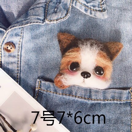 Broche de cabeza de perro hecho a mano para mujer, hecho a mano, de lana, fieltro, hecho a mano, juguete de DIY para muñecas, fieltro de lana: style1