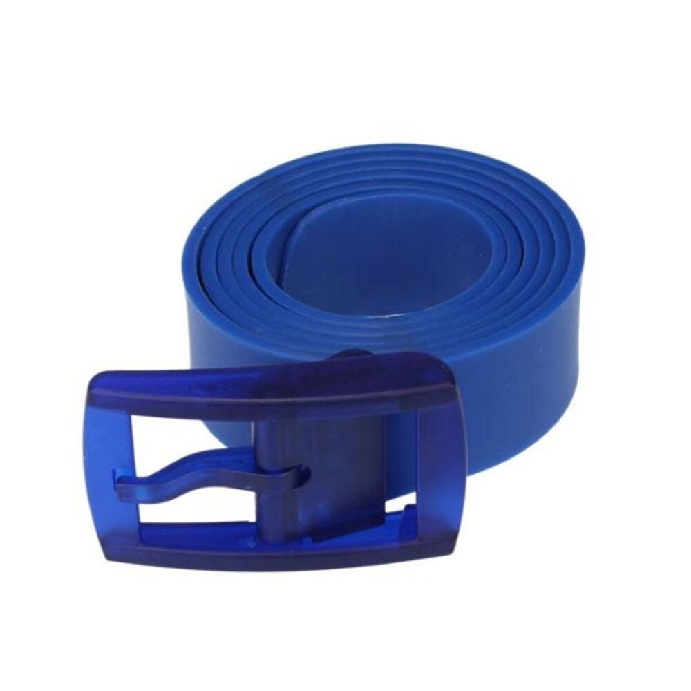 Cinturones de plástico de Color caramelo para mujeres y hombres, cinturilla de goma de silicona, hebilla de plástico, alfileres, cinturones de Jeans, cinturón delgado de verano: royal blue