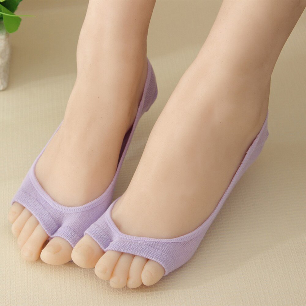 6 Pairs Toe Socks Durable Breathable Aloe Fiber Feet Protective Toeless Socks Invisible Toeless Sock for Ladies Girls