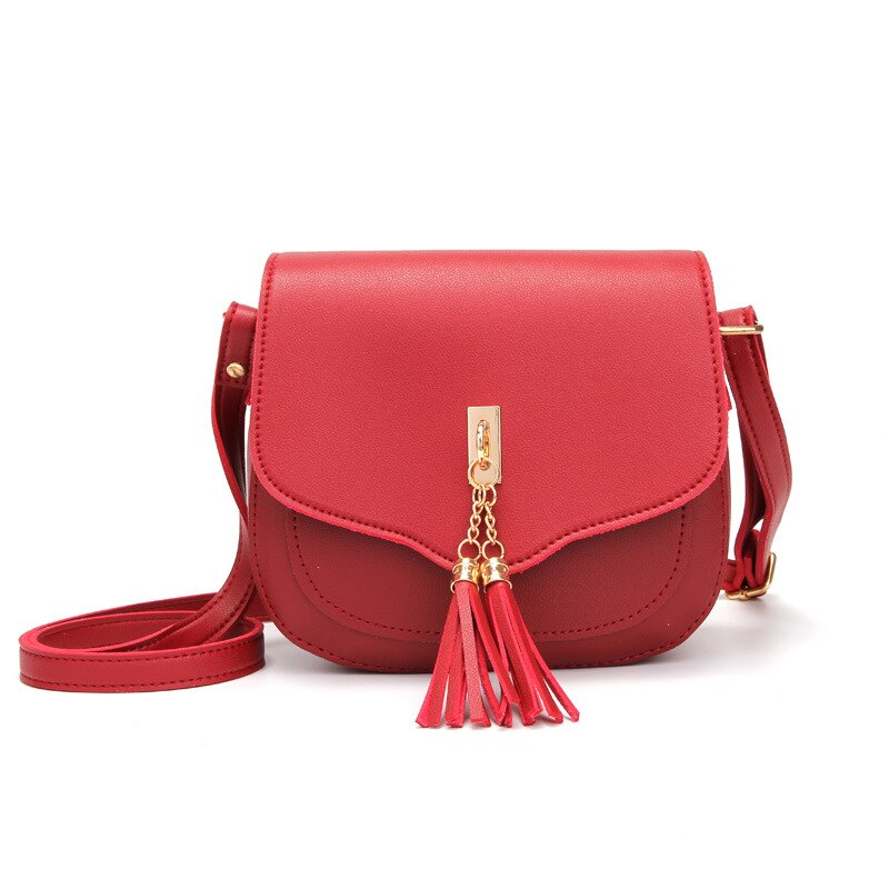 Mini saco crossbody para as mulheres borla designer moda bolsas de couro do plutônio saco mensageiro senhoras aleta quadrado telefone ombro pacote: red