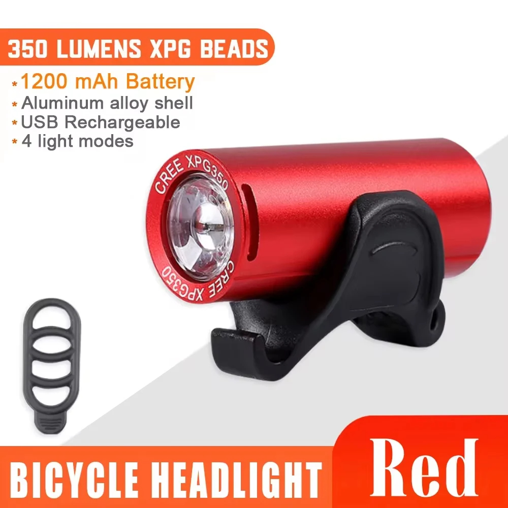 Xpg led cykellygte usb genopladelig 350 lumen mtb forlygte vandtæt cykel bjergbestigning forlygte cykling lommelygte lampe: Rød