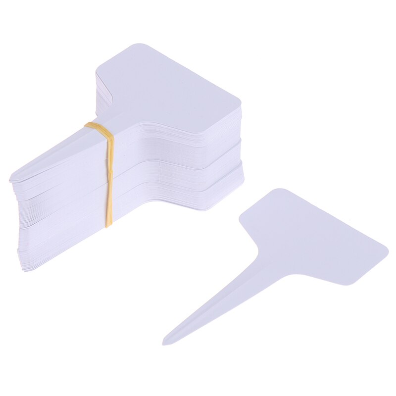 Etiquetas de plantas tipo T para guardería, de plástico, marcadores, herramienta, 100 Uds.: white